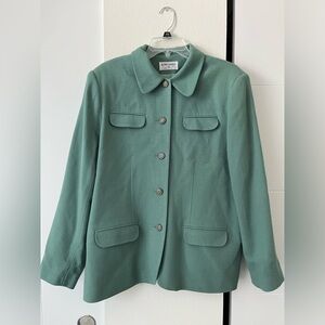 Vintage Teal Green wool blazer with front pockets Alfred Dunner